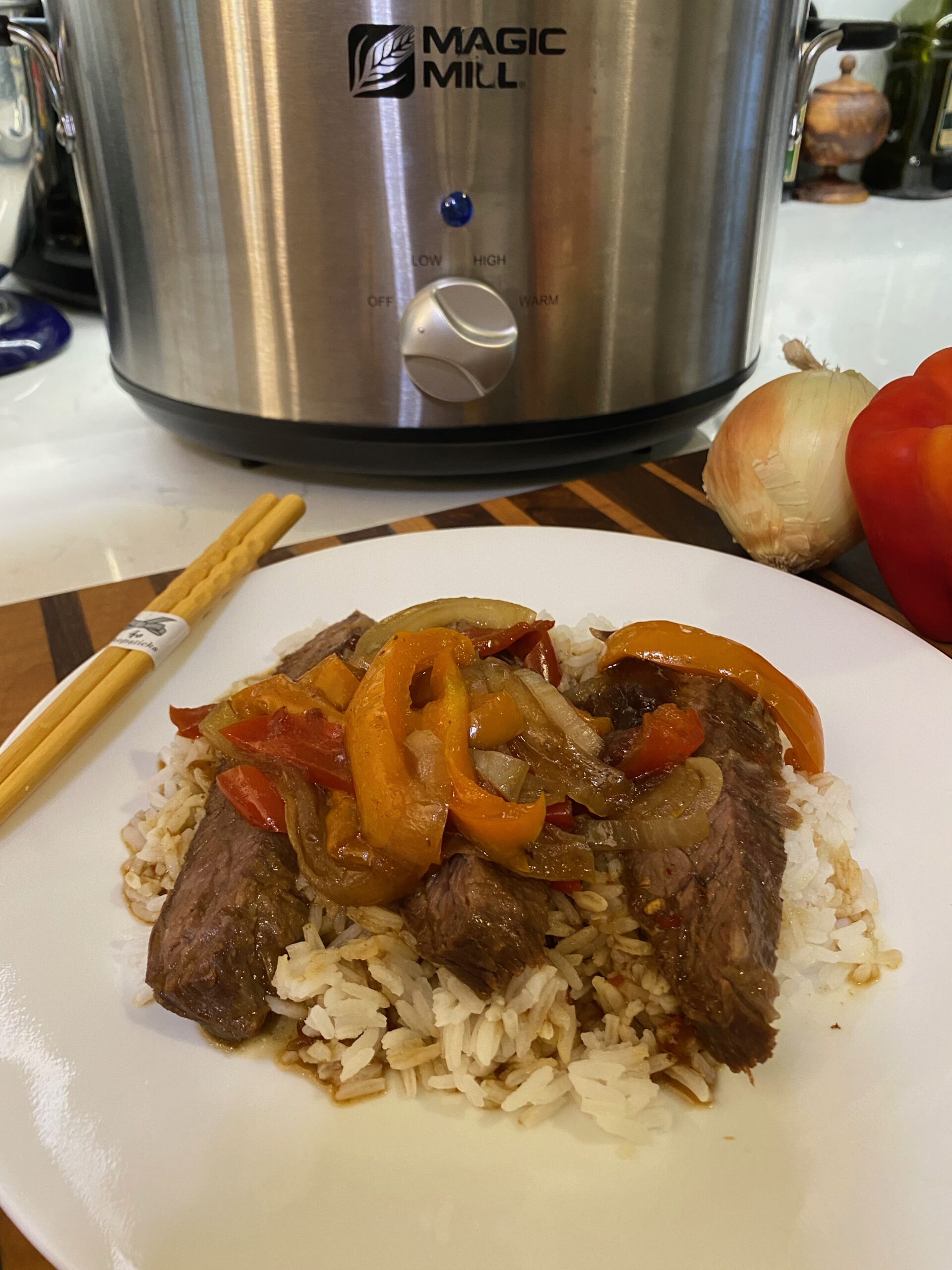 Slow Cooker Pepper Steak & Onions Recipe