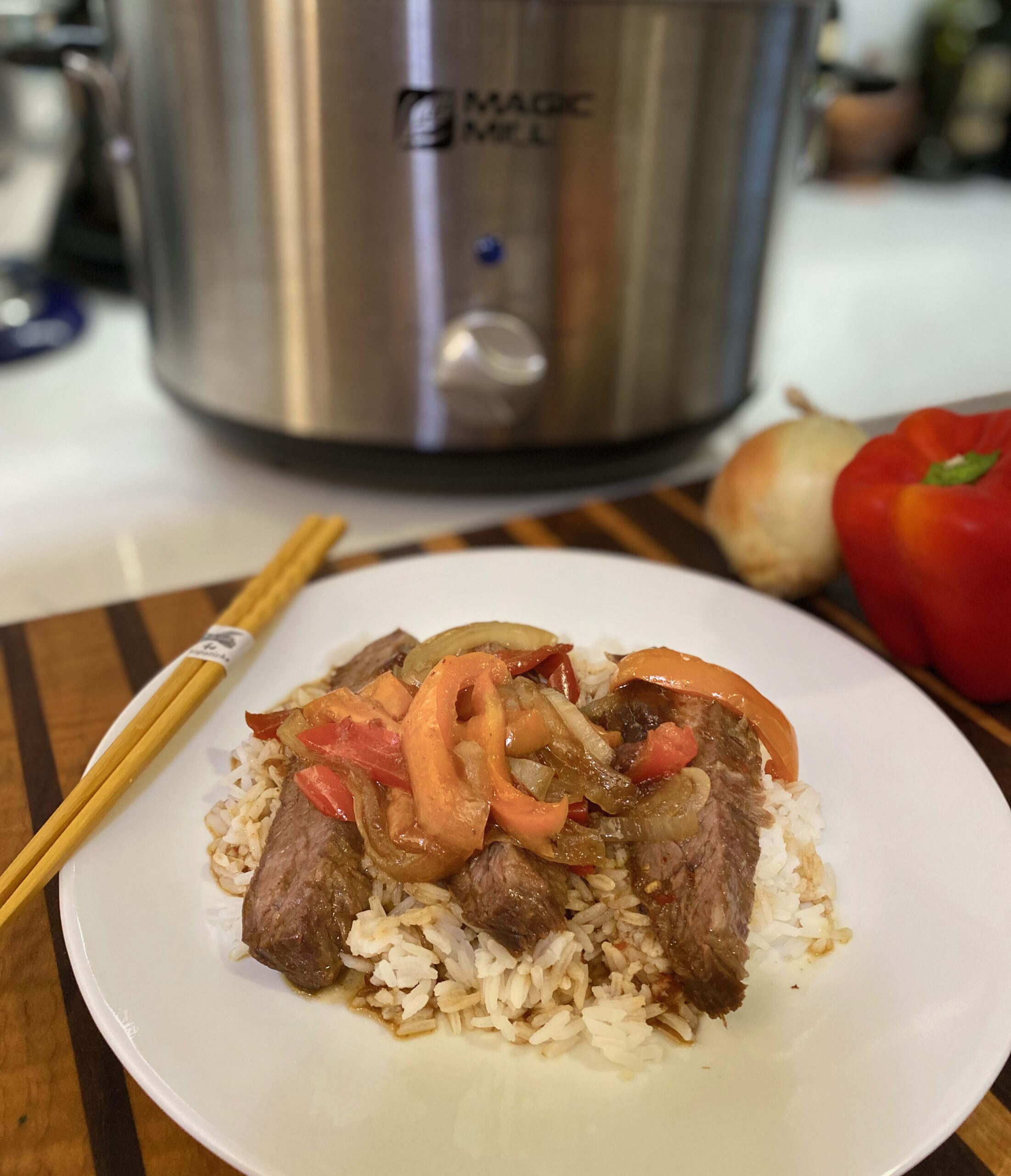 Slow Cooker Pepper Steak and Onions Image