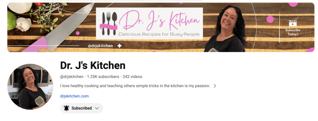 DrJsKitchen YouTube Channel Page Image