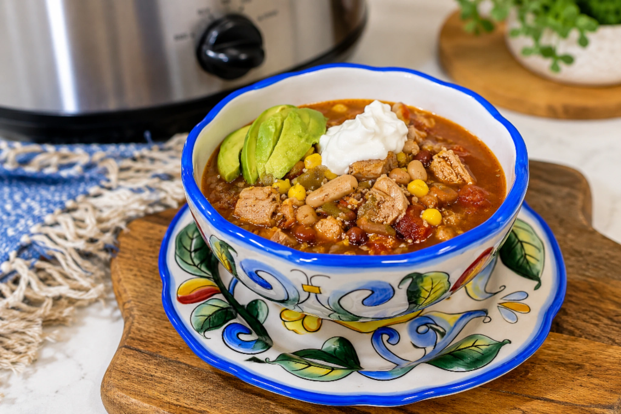 Image of Slow Cooker Chicken Chili with Quinoa and 3 Beans