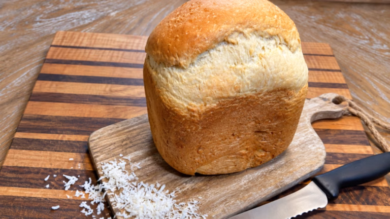loaf of Hawaiian bread baked in a bread machine