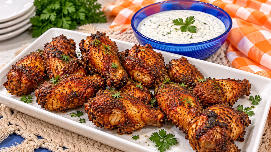 Crispy Chicken Wings with Homemade Ranch Dressing