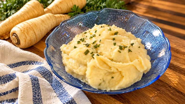 Creamy Parsnip Purée served in a home-style presentation.